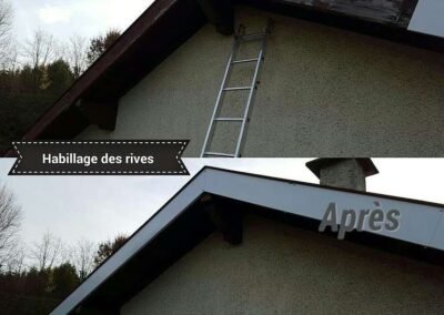 Avant après habillage des rives, Pose Bac Acier pour maison
