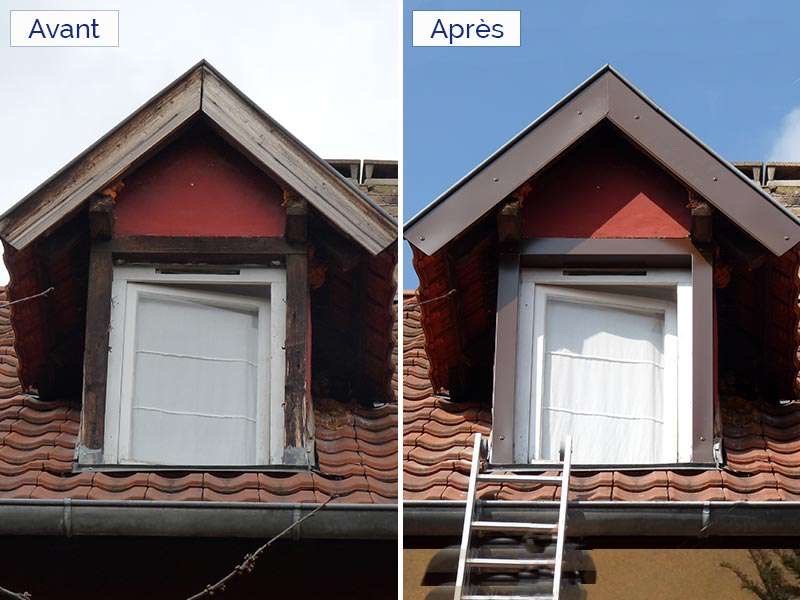 Avant Après Habillage Pose bac acier fenêtre toiture avant après